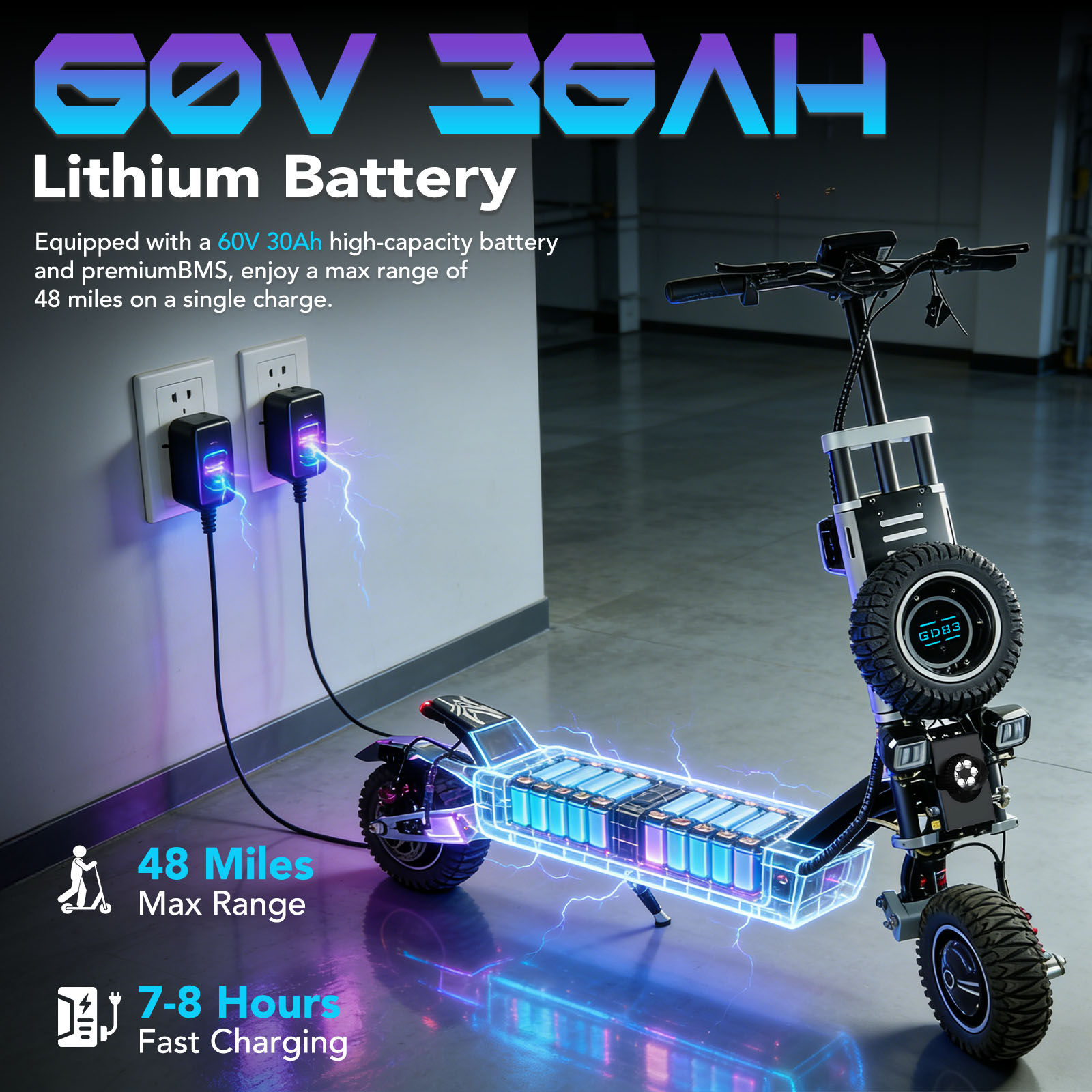 OBARTER GD83 Off-Road Electric - 60V 5600W Dual Motor Electric Scooter 评论和价格